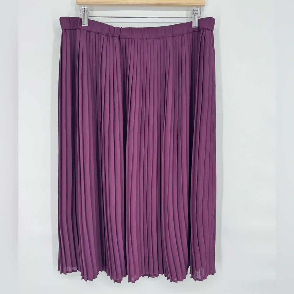 Eileen Fisher Pleat Skirt Pleated Eggplant Dark Purple Sz 14 - Picture 3 of 9